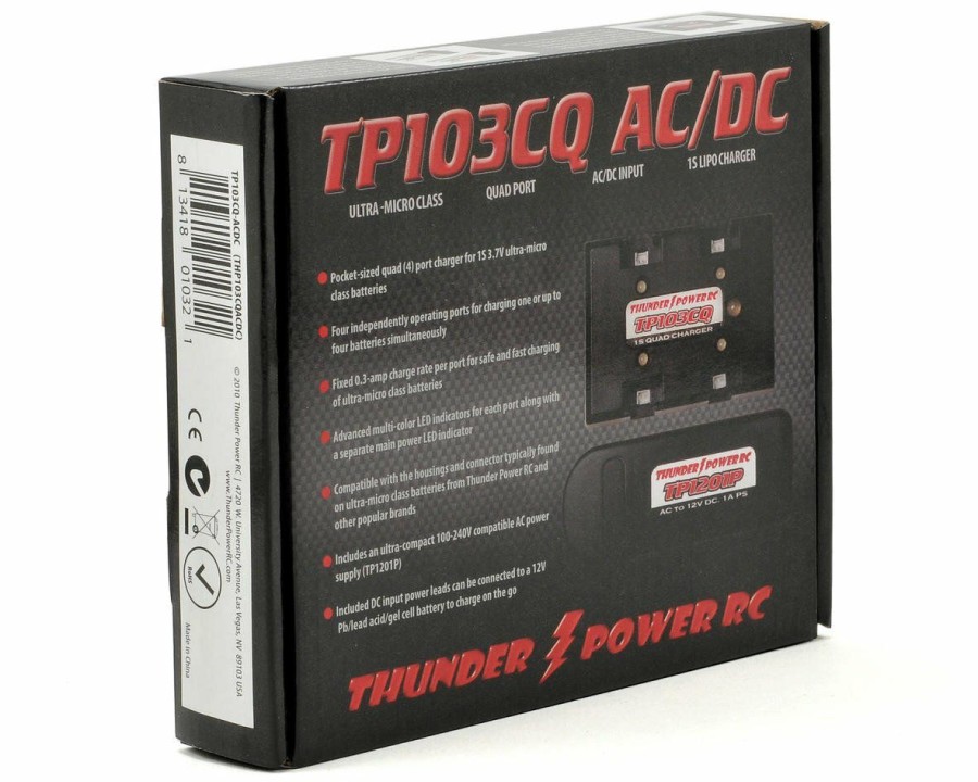 Batteries * | Thunder Power Tp103Cq-Ac/Dc 1S Lipo Quad/4-Port 12V Ac/Dc Charger