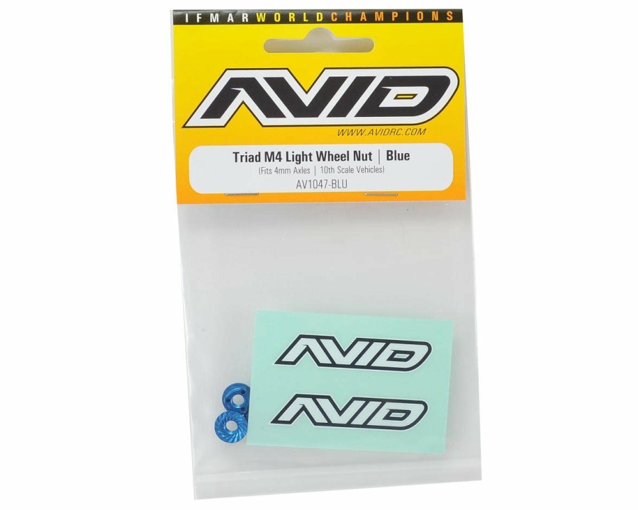 Parts * | Avid Rc Triad 4Mm Light Weight Serrated Wheel Nut Set (4) (Blue)