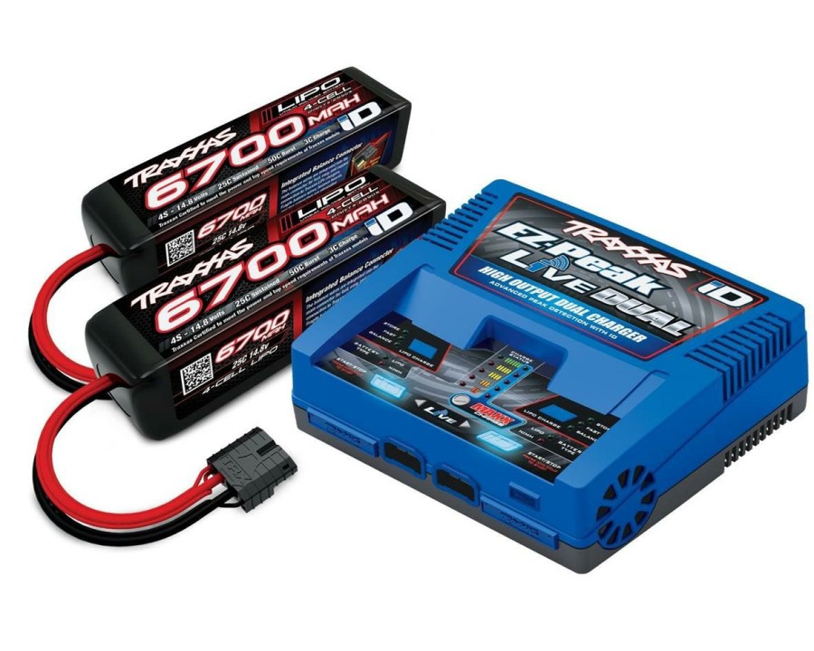 Batteries * | Traxxas Ez-Peak Live 4S "Completer Pack" Multi-Chemistry Battery Charger W/Two Power Cell 4S Batteries (6700Mah)