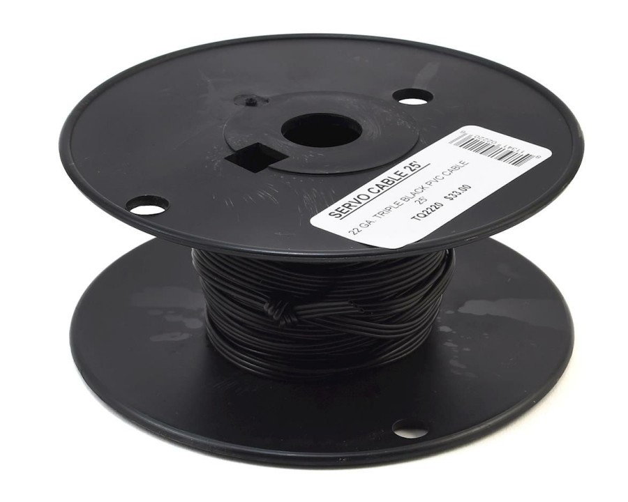 Parts * | Tq Wire 22Awg Triple Black Servo Wire Spool (Black) (25Ft / 7.6M)