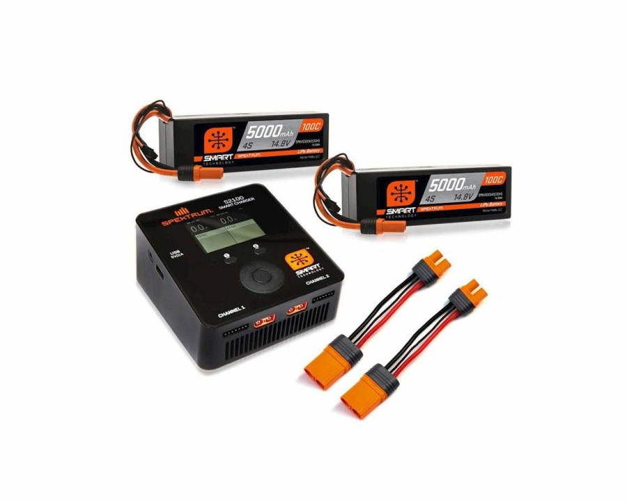 Batteries * | Spektrum Rc Smart Powerstage 8S Bundle W/Two 4S Smart Lipo Hard Case Batteries (5000Mah)