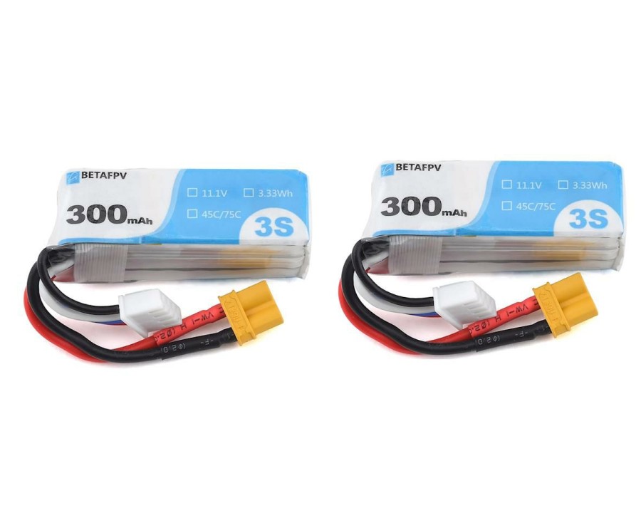 Batteries * | Betafpv 3S 45C Lipo Battery (11.1V/300Mah) (2) (R-Version) W/Xt-30 Connector