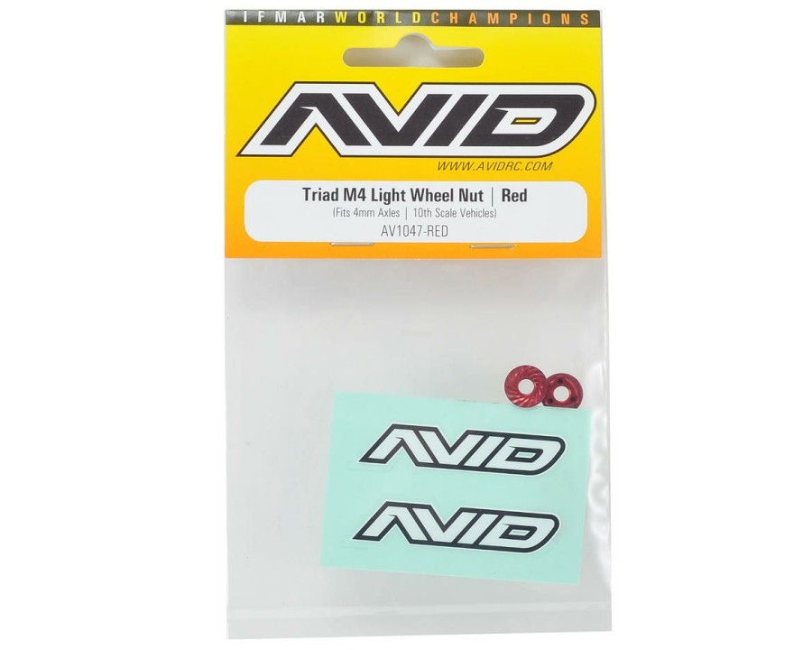 Parts * | Avid Rc Triad 4Mm Light Weight Serrated Wheel Nut Set (4) (Red)