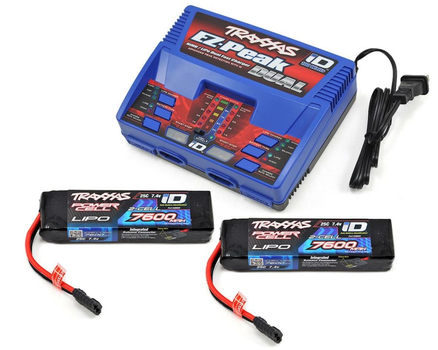 Batteries * | Traxxas Ez-Peak 2S "Completer Pack" Dual Multi-Chemistry Battery Charger W/Two Power Cell 2S Batteries (7600Mah)