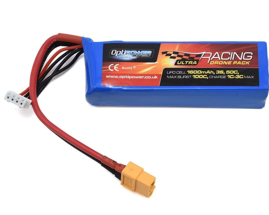 Batteries * | Optipower 3S 50C Lipo Battery (11.1V/1600Mah) W/Xt-60 Connector