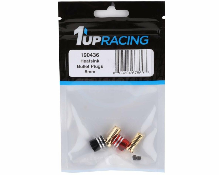 Electronics * | 1Up Racing Heatsink Bullet Plug Grips W/5Mm Bullets (Black/Red)