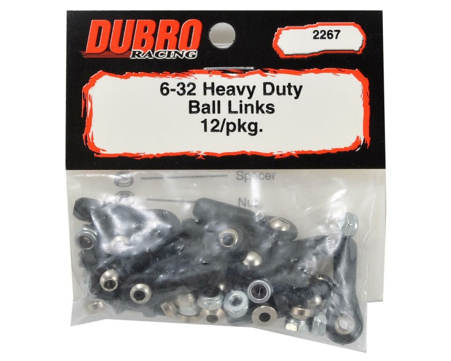 Parts * | Dubro 6-32 Heavy Duty Ball Link Set (Black) (12)