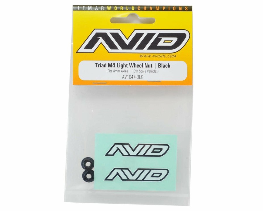 Parts * | Avid Rc Triad 4Mm Light Weight Serrated Wheel Nut Set (4) (Black)