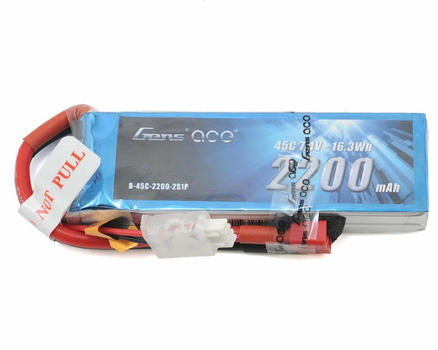 Batteries * | Gens Ace 2S Lipo Receiver Battery 45C (7.4V/2200Mah) W/T-Style Connector