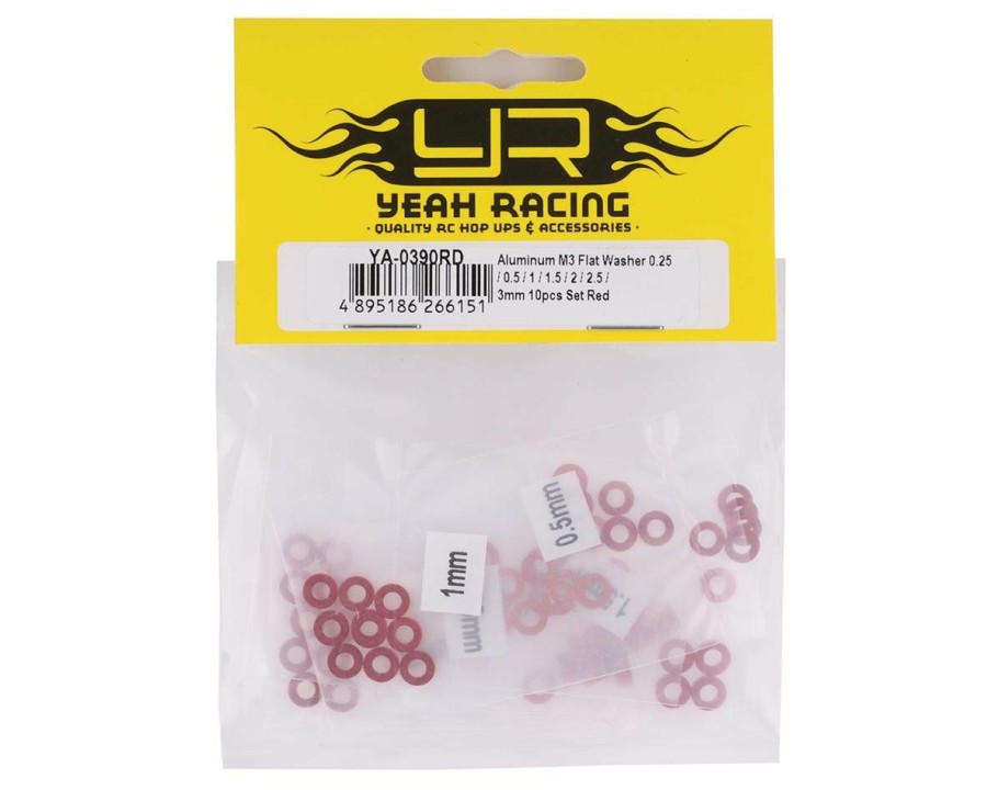 Parts * | Yeah Racing 3 0.25/0.5/1.5/2/2.5/3Mm Flat Washer Set (Red) (70)