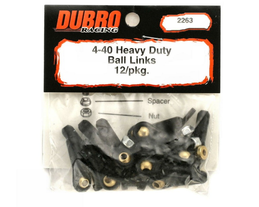 Parts * | Dubro 4-40 Heavy Duty Ball Link Set (Black) (12)