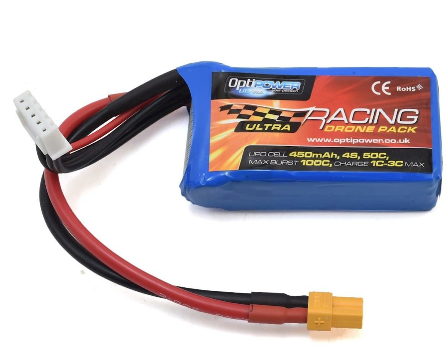 Batteries * | Optipower 4S 50C Lipo Battery (14.8V/450Mah) W/Xt-30 Connector